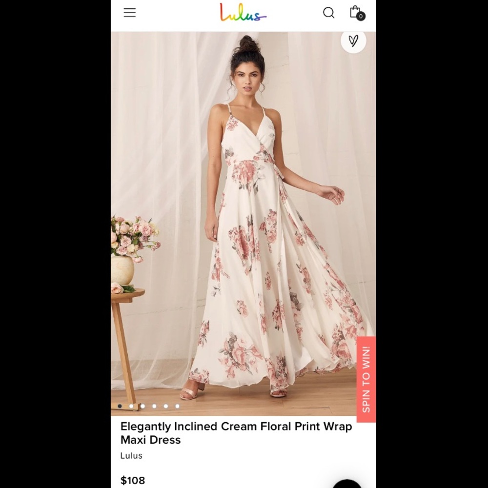 Lulus dress cream floral elegant wrap dress!